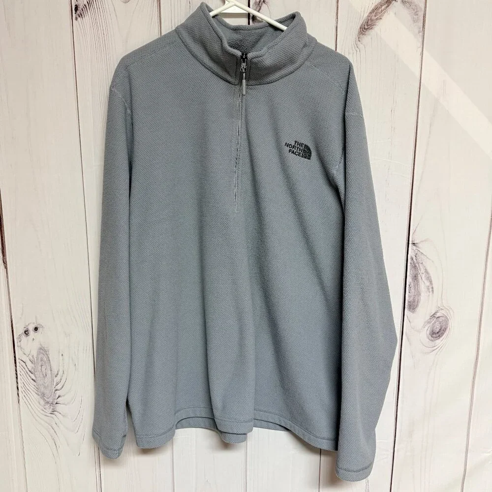 The North Face Men’s 1/4 Zip Fleece‎ Pullover XXL Gray Textured EUC